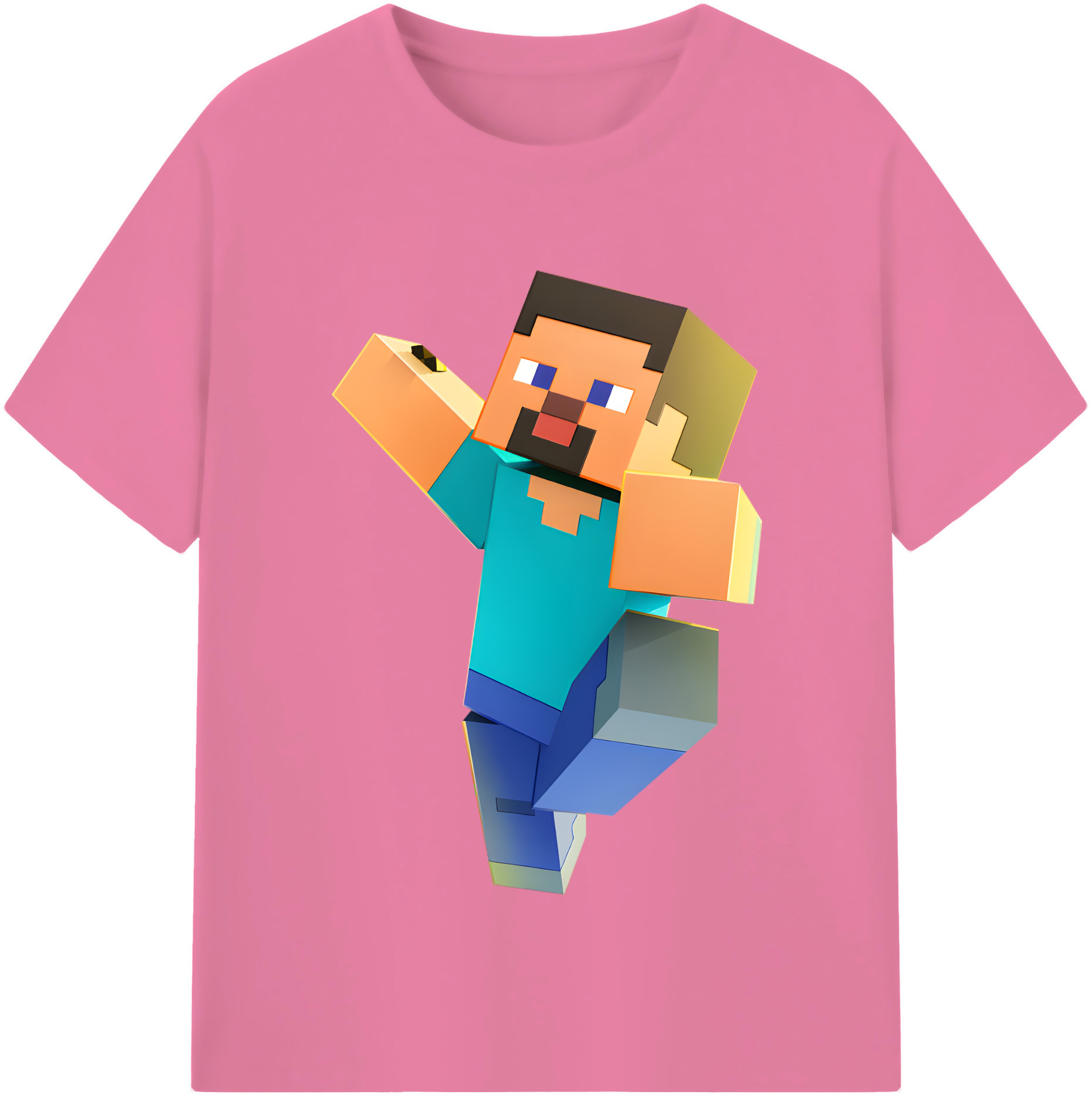 （画像用） マインクラフト ブロックの世界 Minecraft MC Block world 綿100％半袖Tシャツ（フロントプリント）